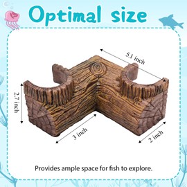 Fiwochic 1 Pc Aquarium Underground Tunnel Cave Wood Like, 5.1 x 2 x 2.7 Inch Fish Hideout for Aquarium, Decoration for Guppy, Corydoras Catfish, Loaches, Corydora Catfish Bettas Pleco and Shrimps