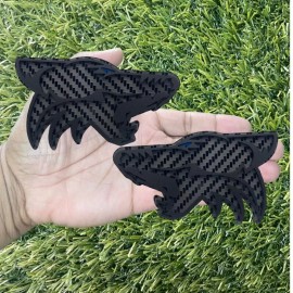 Badge Addictz Coyote Emblem Badges Blue Eyes Carbon Fiber Set Of (2) Custom New