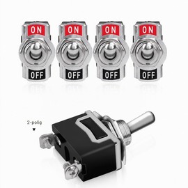 Gebildet Toggle Switch 10A/12VDC, 6A/24VDC, ON/OFF Rocker Switch, SPST 2-pin Rocker Toggle Switch with Waterproof Protective Cap, for Car, Truck, Boat (Pack of 8, Black)