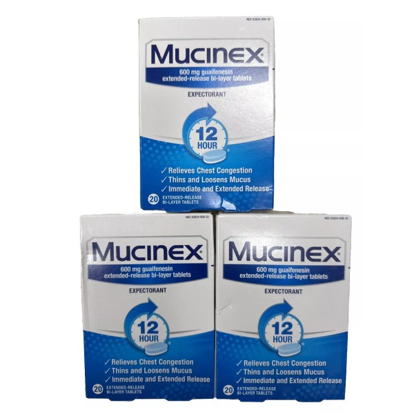 Mucinex LOT OF 3 Mucinex 12-Hour Chest Congestion Expectorant 60