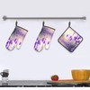 Lavender Flower Print Heat Resistant BBQ Gloves Oven Mitts and