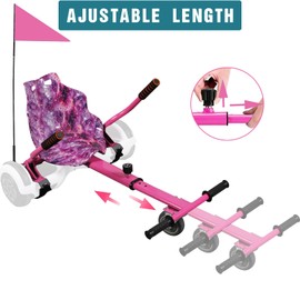 Reliable1st Hoverboard Go Kart Seat Attachment for All Ages | Adjustable Hoverboard Accessories Compatible with 6.5” 8” 8.5” 10” Two Wheel Self Balancing Scooter | Adjustable Frame Length | Pink