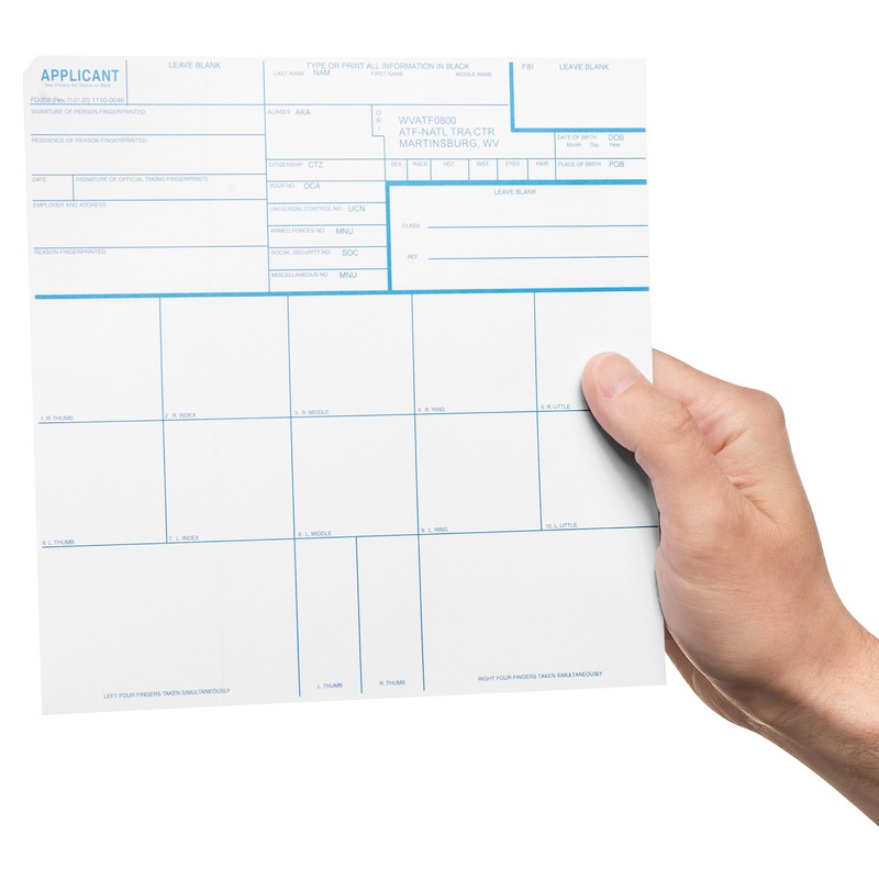 National Gun Trusts - Made in USA - FD-258 Fingerprint