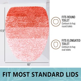 Soft Microfiber Bathroom Toilet Lid Cover, 17.5x15, Coral