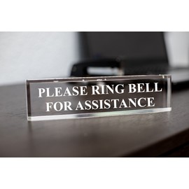 Signs ByLITA Please Ring Bell For Assistance - Office Desk Accessories D?cor - clear