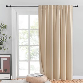 NICETOWN Sliding Door Blinds Window Treatment, Energy Smart Room Darkening Patio Door Curtain Panel, Privacy Thermal Drape for Department Bay Window (Biscotti Beige, W80 x L84, Sold Individually)