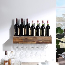 northbeam 24″ Floating Wine Shelf with Glass Holder