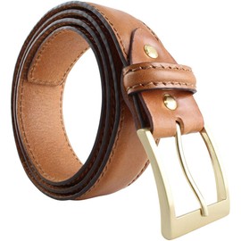 BELTINGER Full Cowhide Leather Belt with Golden Buckle and Seam 4 cm Leather Belt 40 mm Gold Crowned Jeans Belt, Brown, Gold