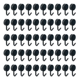 Xiaoyztan 50 Pcs Adhesive Wall Mount Small Hooks Decoative Cute Round Base Plastic Hooks for Keys Earpods Handkerchieves Caps Hats (Black)