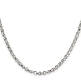 GlittersandGold Sterling Silver 4mm Rolo Chain Necklace