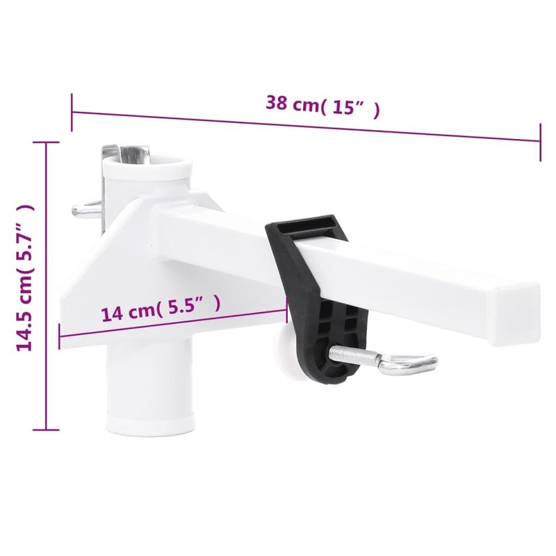 vidaXL White Umbrella Clamps for Balcony - 1.5" Steel Parasol