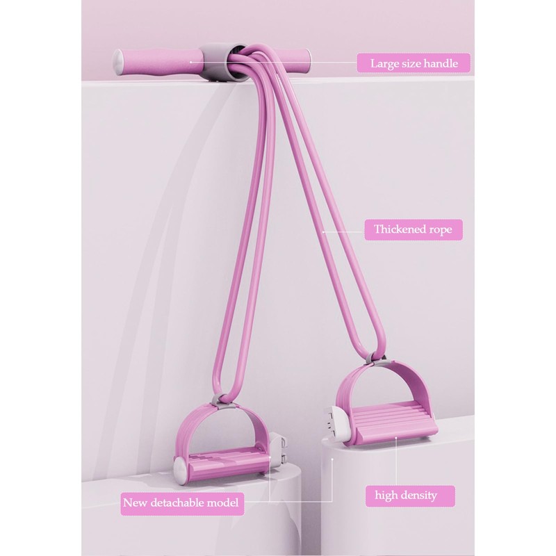 LAOGUATON Pink Resistance Band Exercise System, 4-Tube Leg & Core