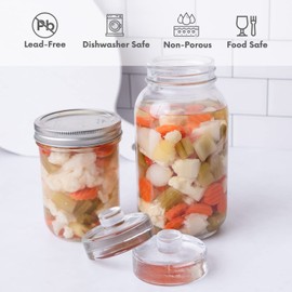 4 Pk Glass Fermentation Weight, Glass Fermenting Weights with Non-slip Silicone Grip Handle, Glass Fermentation Weights Wide Mouth Mason Jars, Glass Weights For Fermenting Wide Mouth, Canning Weights