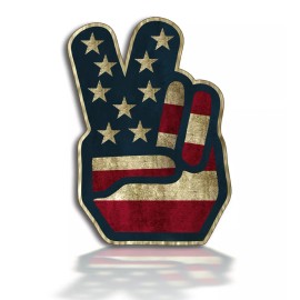Real Sticky Rustic American USA Peace Sign Flag Sticker Cup Cooler Laptop Car Vehicle Decal
