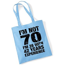 Bang Tidy Clothing Tote Bags For Women Im Not 70 Printed Cotton Shopper Bag Gifts SKYBLUE