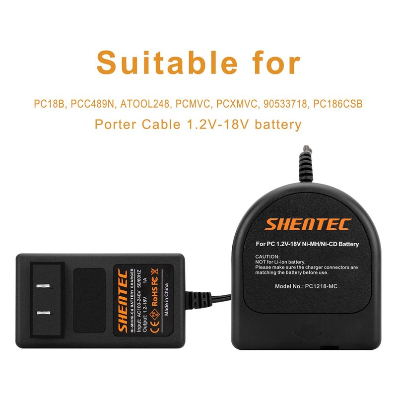 Shentec Multivolt 1.2V-18V Porter Cable Battery Charger Ni-MH/Ni-Cd Compatible with