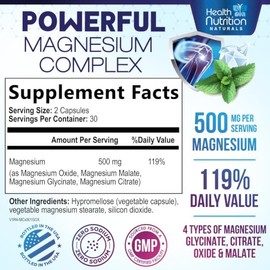 Health Nutrition Naturals C?psulas de Complejo de Magnesio de 500
