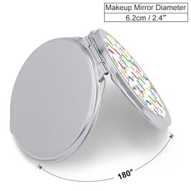 Birthday Garland of Colorful Light Bulbs Seamless on White Folding Make Up Mirror, Portable Travel Makeup Mirror, Compact 2X/1X Magnification Mirror for Mom Women Ladies 2.4 x 2.4 inch