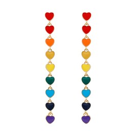Rainbow Stud Earrings for Women Colorful Hearts Dangle Earrings Lightweight Rainbow Long Dangle Earrings Personality Tassel Earrings Jewelry (Rainbow)