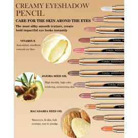 Cream Eyeshadow Stick -1Pcs No Crease Glitter Shimmer Golden Cream Eye shadow Stick with Soft Brush,Rotatable Eye Brightener Pencil Crayon, Long Lasting Waterproof for Smoky Metallic Eye Makeup-8#