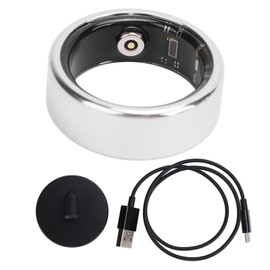 Smart Ring Fitness Tracker Titanium Alloy Sleep Monitoring Step Counting IP68 Waterproof Wearable Smart Health Ring for Men and Women Silver 19.9mm/0.78in