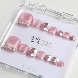 Sonbit handmade, sticky pink magnetic paddy tip, Pink Princess P01, 1 piece, Pink Princess S / 손빛 수제 핸드메이드 붙이는 핑크 자석 패디팁 분홍공주 P01, 1개, 분홍공주 S
