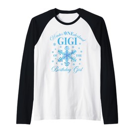 Gigi of The Birthday Girl Snowflakes Winter Onederland Raglan Baseball Tee