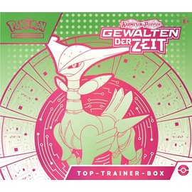 Pokémon Pokémon Sammelkartenspiel Top-Trainer-Box Karmesin & Purpur – Gewalten der Zeit: Eisenblatt (1 holografische Vollbild-Promokarte mit Eisendorn, 9 Boosterpacks & Premium-Zubehör)