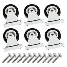 Floyutin 1.5 inch Rigid Plate Hard Rubber Caster Wheels for Furniture and Workbench 6 Packs Black (Free Screws)