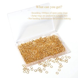 1000 Pcs 5mm Open Jump Rings Gold Plated Jump Rings for Jewelry Making Jump Rings Bulk for DIY Craft Earring Necklace Bracelet Pendant Choker Jewelry Making Findings and Key Ring Chain (Gold, 5mm)