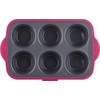 Trudeau Structure Silicone Pro Muffin Pan, 6, Grey/Burgundy (09912093)