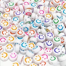 Acrylic Beads Niko-chan 0.2 inch (7 mm) Approximately 200 Pieces Smile Nico-chan Handmade Handmade Parts Accessory Parts Materials Fancy Fairy Tale Resin Sealed Nail Parts Deco Nail (White * Mix)
