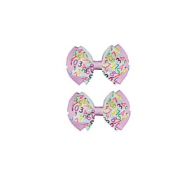 MeiMei Numbers National Maths Day Pattern 3.25 Inch Hair Bow, Slide Barrettes Alligator Hair Clips, Handmade Grils Women Hair Accessories, 2 Pieces (Number 1, BTF-Cheer,Clips)