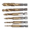 6Pcs Combination Drill Tap Bit 1/4in Hex Shank Spiral Tapping