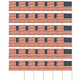 Set of 36 American Flags on Sticks! 12"x7" Flag -15.75" Stick-Outdoor or Indoor! Patriotic American Flags Perfect for Lining Driveways, Porches, July 4th, Parties, and Around the House Decorations!