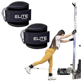 Polainas para Levantamiento de Peso(PAR), Correas acolchonadas y Ajustables para Tobillo, Ideal para ejercitar piernas y gluteos, Unisex (Negro)