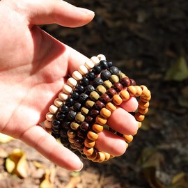 MILAKOO Wooden Bead Bracelet, Tibetan Buddhist Meditation Mala Prayer Bracelet, Men's Elastic Bracelet, 6 / 8 mm