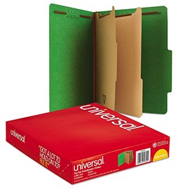 Universal 10302 Pressboard Classification Folders, Letter, Six-Section, Emerald Green (Box of 10)