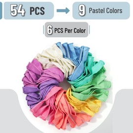 Mr. Pen- Balloons, 12 Inch, 54 Pack, Pastel Colors, Party Balloons, Rainbow Balloons, Latex Balloons, Balloons for Birthday Party, Colorful Balloons, Assorted Balloons, Multicolor Balloons