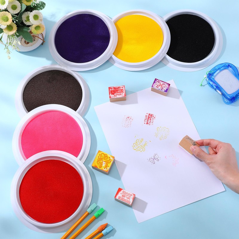 Jetec 24 Pack 7 Inch Large Washable Ink Pad Set,