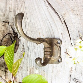 Antikas - Rustic hook, coat hook, coat hook, iron, antique brass