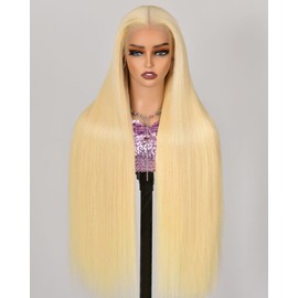 colowam 613 13x6 Lace Front Wig Human Hair 200 Density 613 Lace Front Wig Human Hair Straight 613 HD Lace Frontal Wig 13x6 Blonde Wigs Human Hair Pre Plucked (28Inch 613 Blonde Wigs)