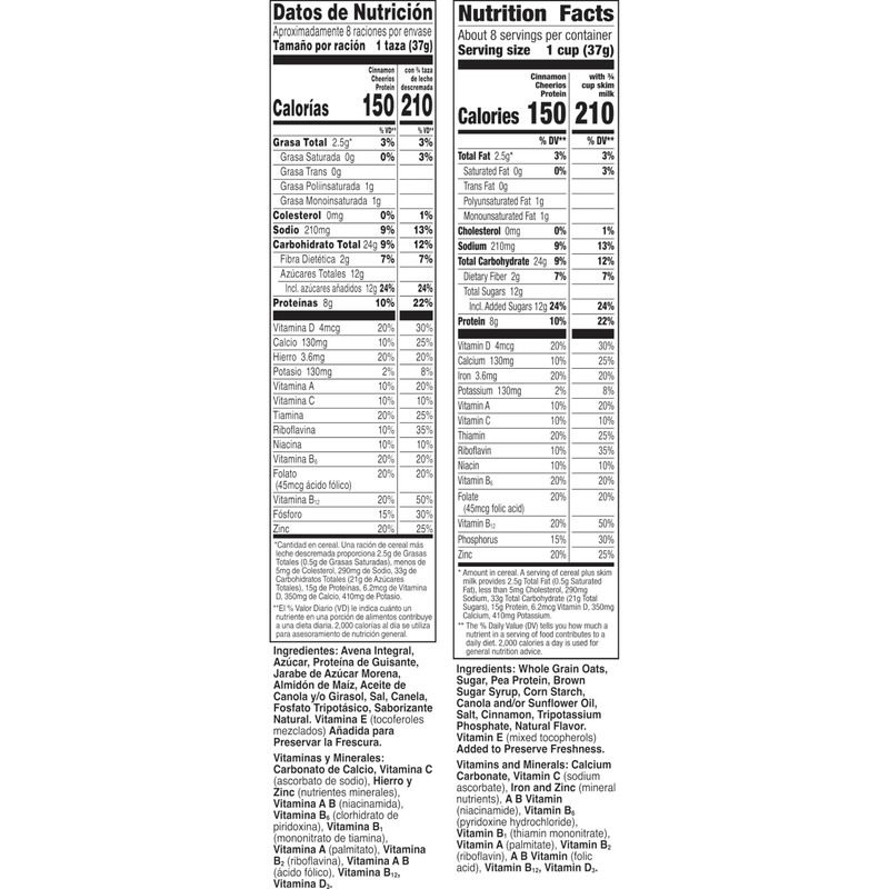 Cheerios Protein Cereal, Cinnamon, 8g Protein, Large Size, 11.2 oz