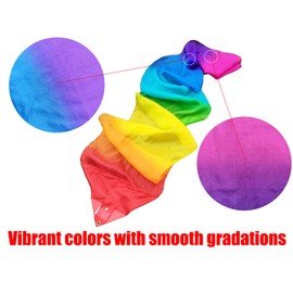 Winged Sirenny Youth Silk Ribbon Dancer Wand, Church Worship & Praise Adoration Dance Flag Banner, Juggling Play Silk Streamer with Rods (71" Rainbow)