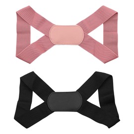 WANGCL 2PCS Back Posture Corrector Straightener Adjustable Invisible Sitting Corrector Posture Corrector for Men and Women（Black+Pink）