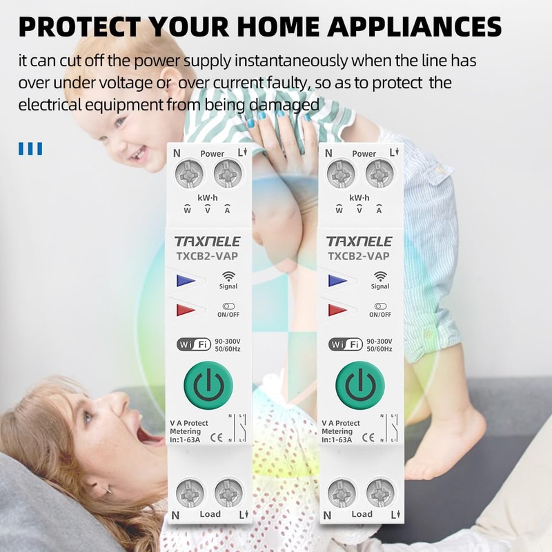 TUYA WiFi Smart Circuit Breaker Power Metering Energy KWh Meter