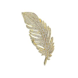 Azlanway Feather Retro Brooch Dress Decoration Feather Lapel Pins, Cardigan Elegant Metal Brooches, Women's Fashion Brooch for Parties, Banquets, Scarf Decorated, Clothing Fashion Jewellery, /, Metal