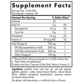 Nordic Naturals Arctic Cod Liver Oil Lemon 90caps Fish Oils