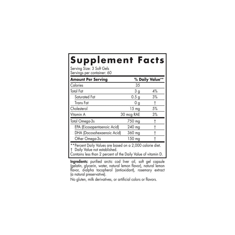 Nordic Naturals Arctic Cod Liver Oil Lemon 90caps Fish Oils