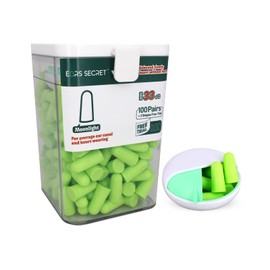 EARS SECRET Ear Plugs, Good Sleep, High Performance, Maximum Sound Insulation, 33 dB Earplugs for Sleep, Sound Insulation, Large Capacity, 100+3 Pairs, Slim Size, Ear Plugs, Soundproofing, Noise Reduction, ANSI S3.19-1974 Jasmine Green